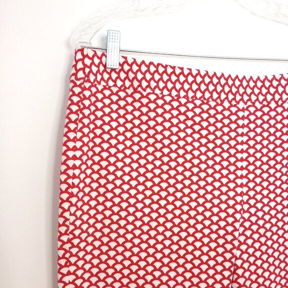 Talbots Chatham Red & White Scallop Print Ankle Pants - Picture 4 of 9